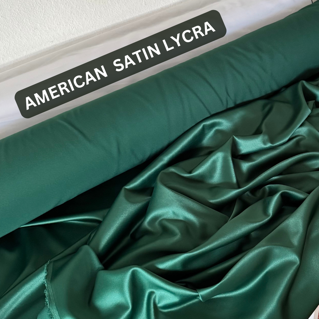 Satin Lycra hochwertig, stabil, matt. Satin Lycra für Abendkleider, Röcke. Satin Lycra in Deutschland bei Atelier de Couture Nataliia kaufen. Farbe: Tannengrün