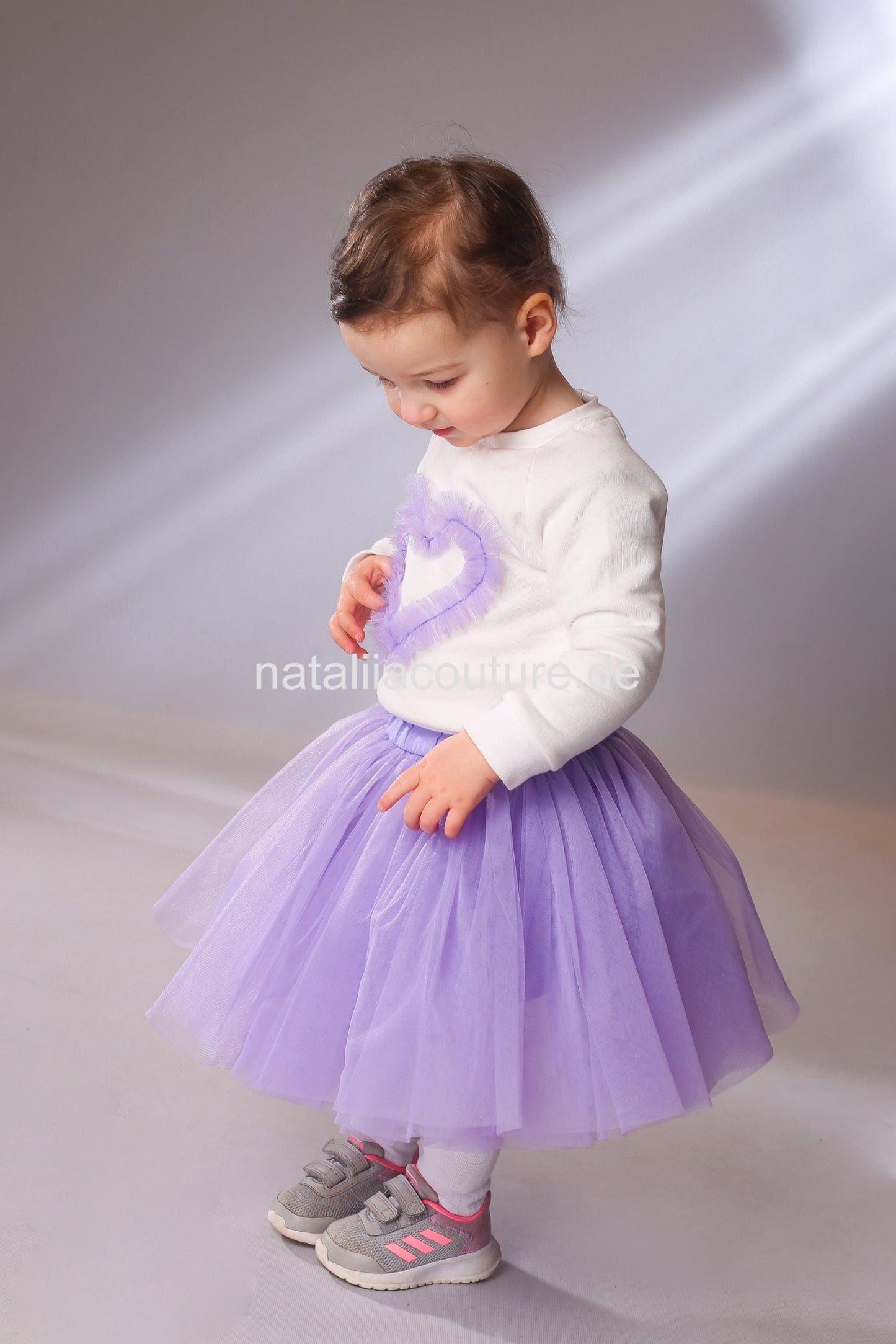 Mädchen Tüllrock lila mit Oberteil Sweatshirt Gr.74-122. Online kaufen bei Atelier de Couture Nataliia