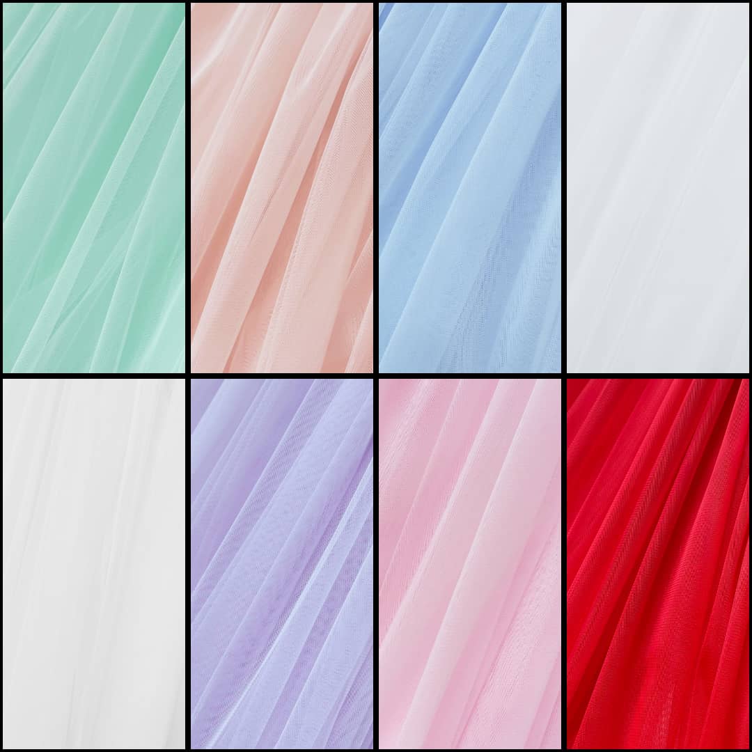High-quality tulle fabric collection in multiple colors – soft textile material for handmade skirts and dresses