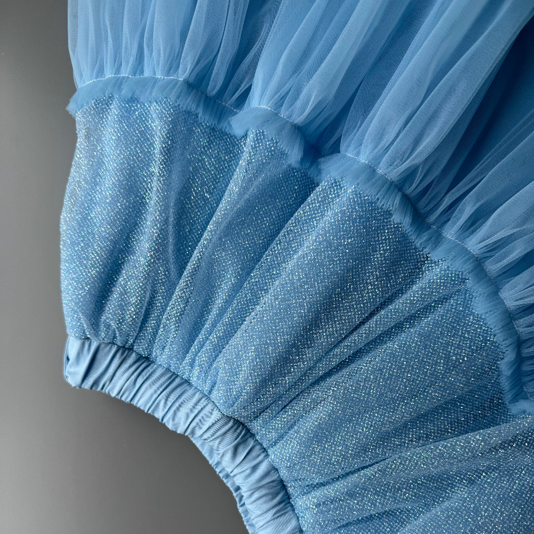 Tüllröcke mit Glitzer für Mädchen. Glitzer Tüllrock blau für besondere Anlässe in Deutschland bei Atelier de Couture Nataliia kaufen