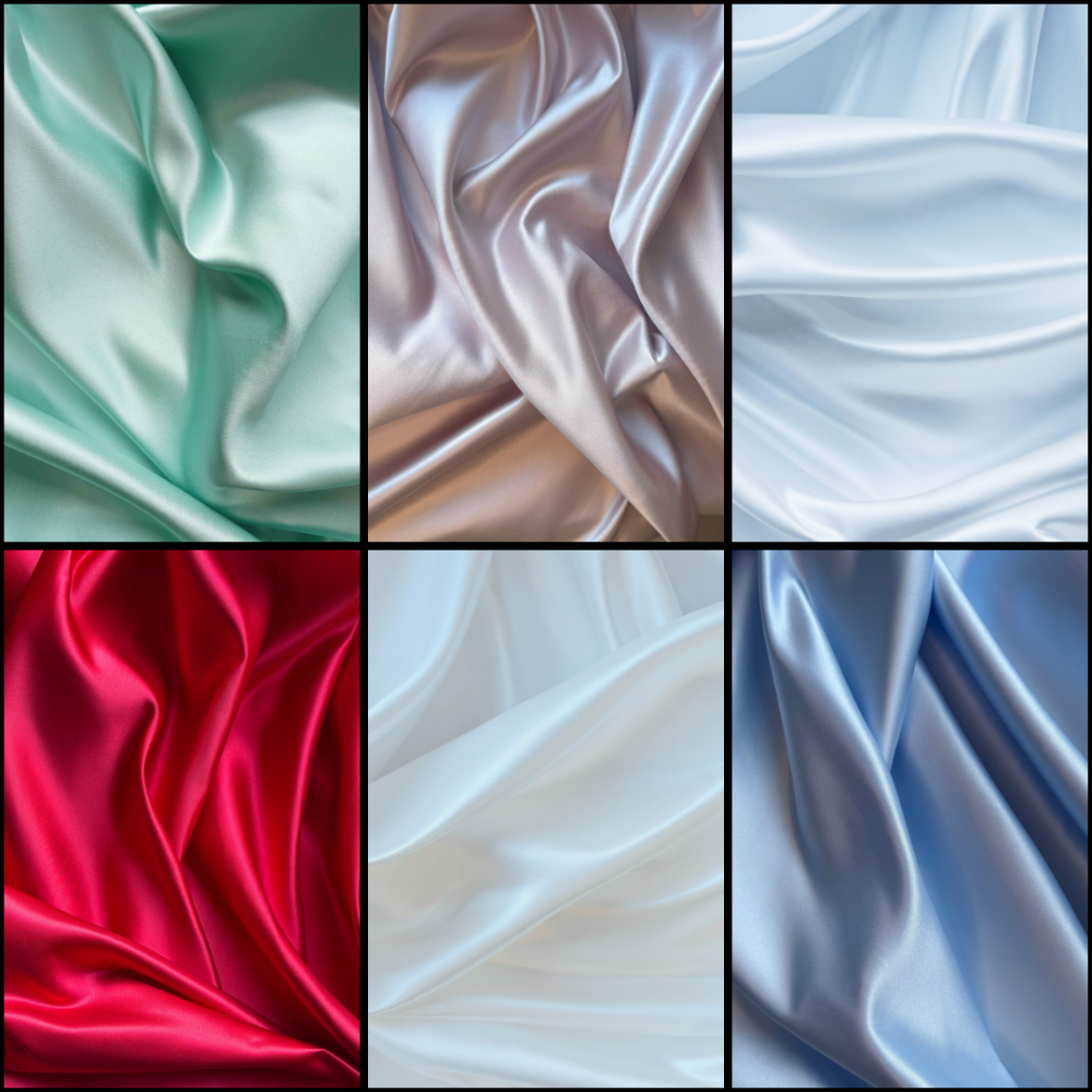Satin matt, stabil, American Satin - mintgrün, puderrosa, weiß, rot, offwhite, himmelblau. Für Hochzeitskleider, Abendkleider, Röcke. American Satin in Deutschland bei Atelier de Couture Nataliia kaufen. 