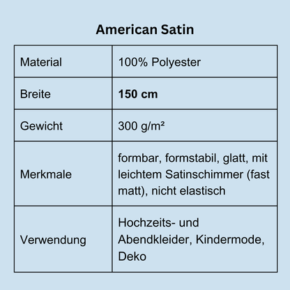 Satin matt, stabil,  hochwertig. American Satin für Hochzeitskleider, Abendkleider, Röcke. American Satin in Deutschland bei Atelier de Couture Nataliia kaufen. 