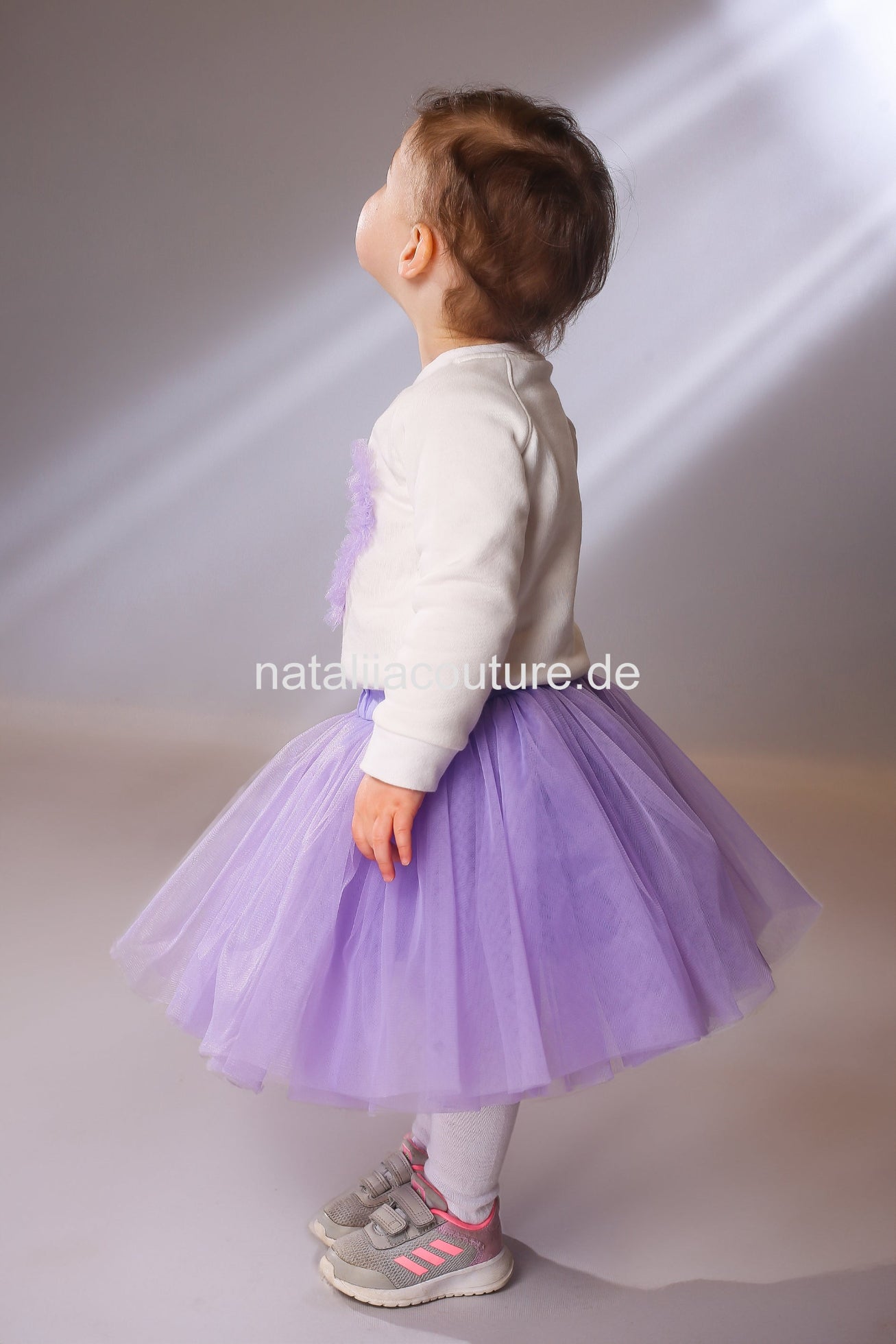 Tüllrock Lila und Sweatshirt mit Herz für Mädchen Gr.74 - 156. Festliche Kleidung für Hochzeit. Atelier de Couture Nataliia