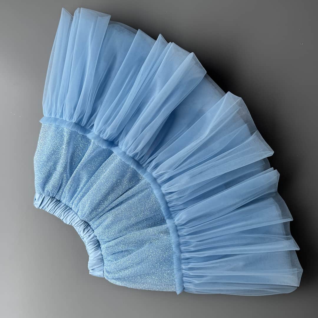 Blue glitter tulle skirt for toddler girls – elegant handmade festive tutu skirt for special occasions