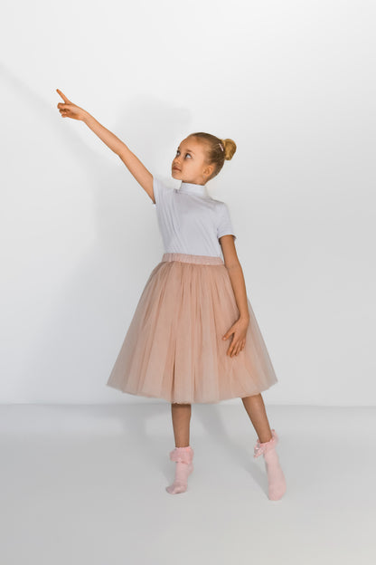 Blush pink tulle skirt for girls – handmade elegant festive tutu skirt