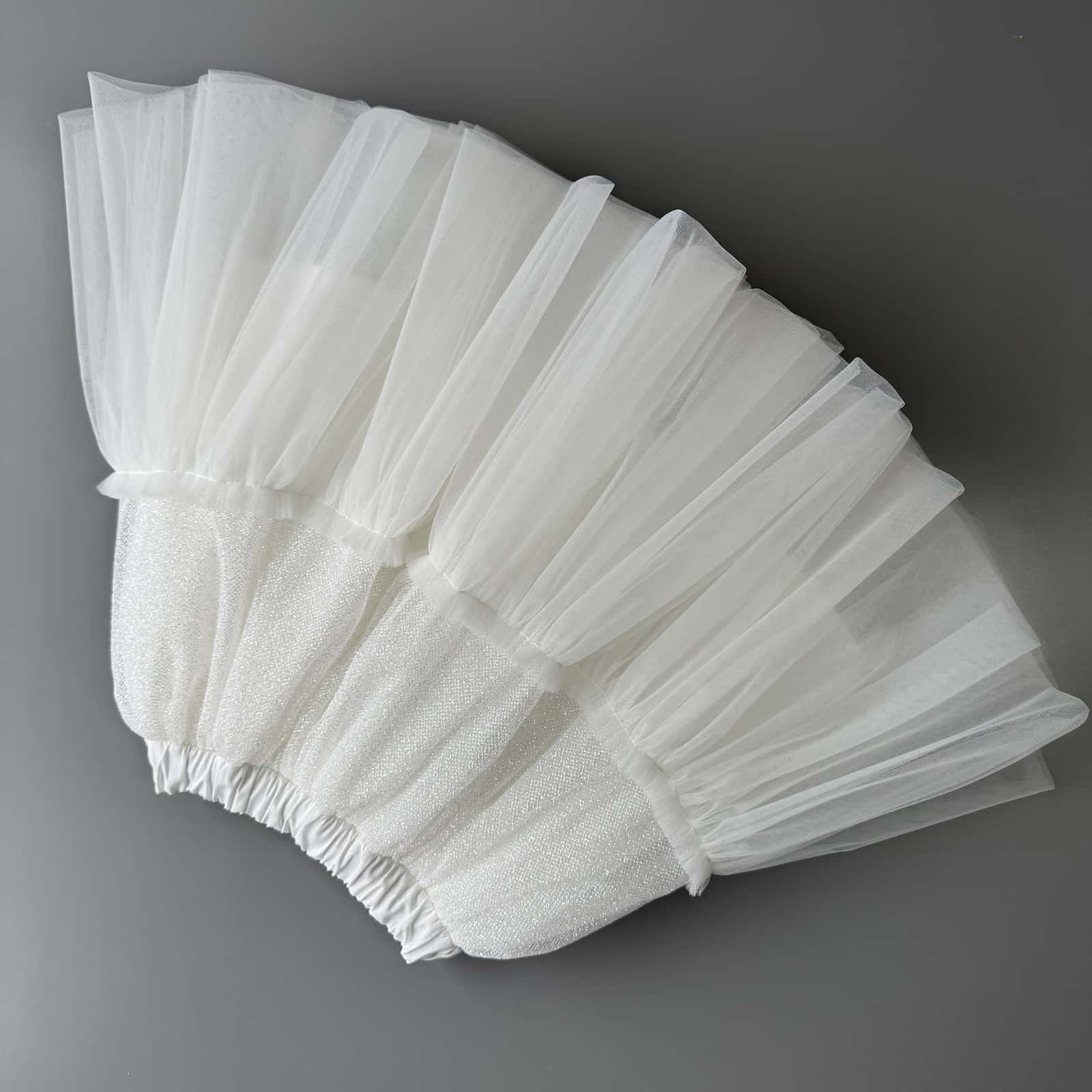 Offwhite glitter tulle skirt for toddler girls – elegant handmade festive tutu skirt