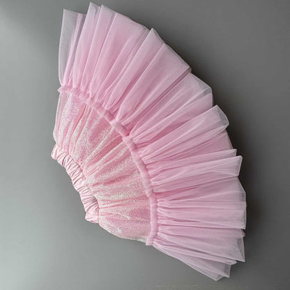 Pink glitter tulle skirt for toddler girls – elegant handmade festive tutu skirt