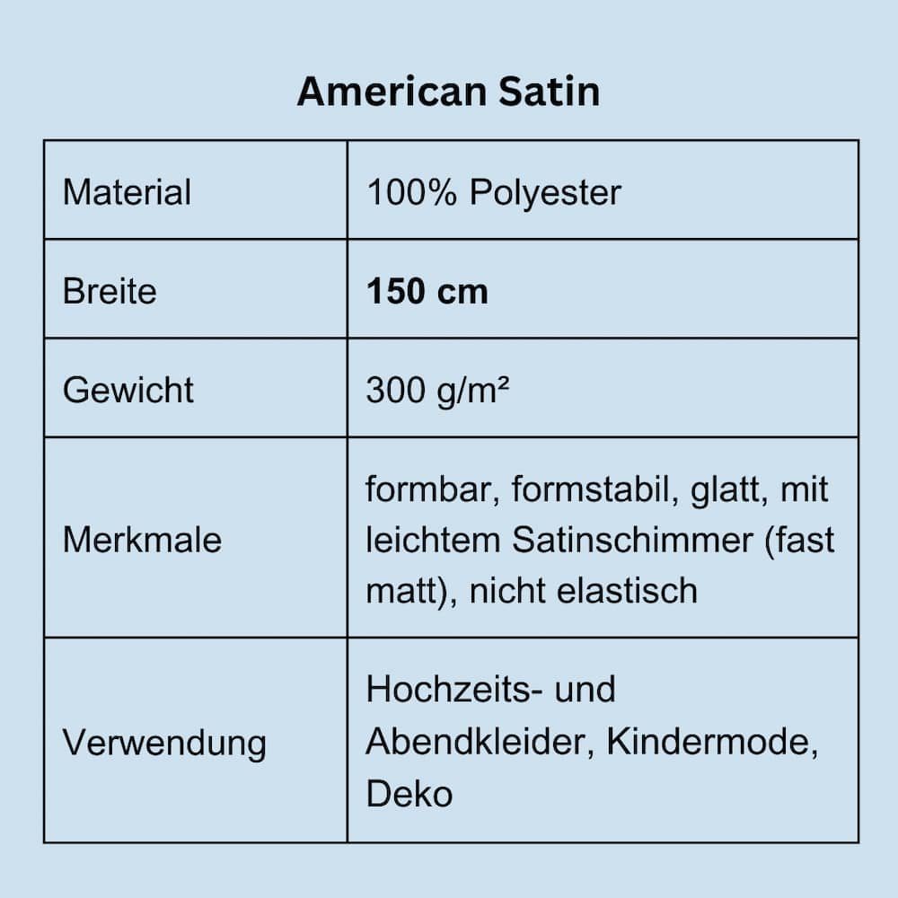 Product details satin fabric by the meter table English