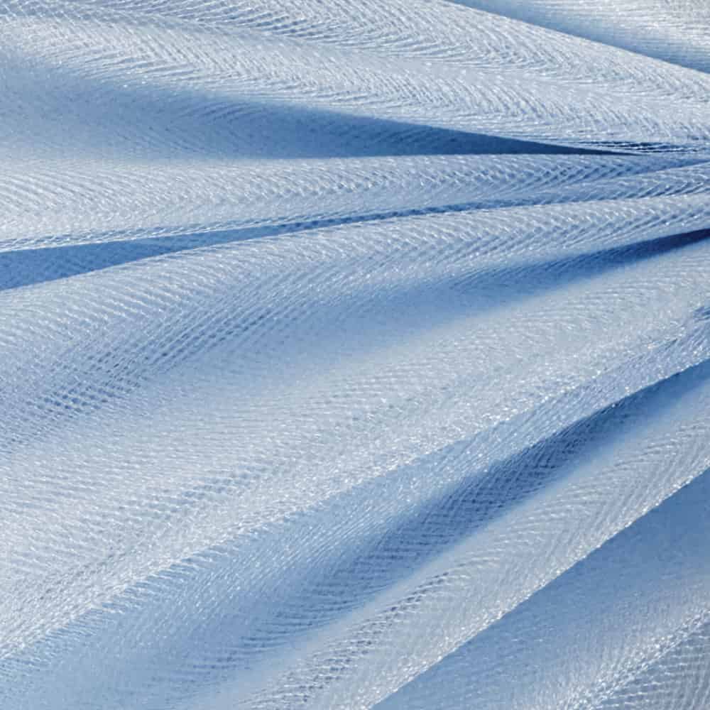 Tüll Stoff hellblau 300 cm breit, fein und leicht glänzend
