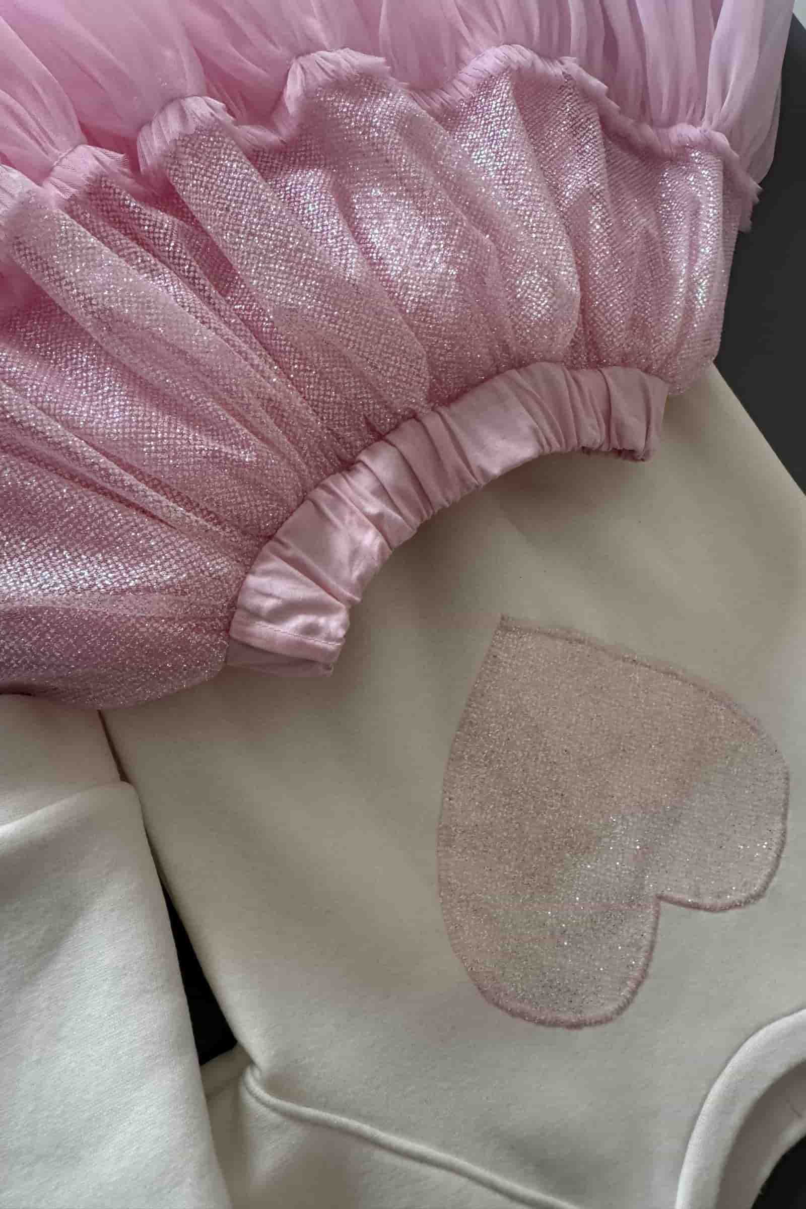 Rosa Tüllrock mit Glitzer und Sweatshirt als Set, hochwertiger Tüllrock für Mädchen, Tutu Kinder Outfit