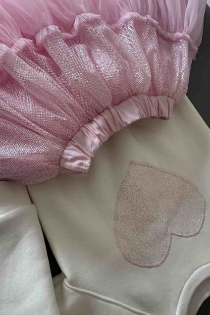 Rosa Tüllrock mit Glitzer und Sweatshirt als Set, hochwertiger Tüllrock für Mädchen, Tutu Kinder Outfit