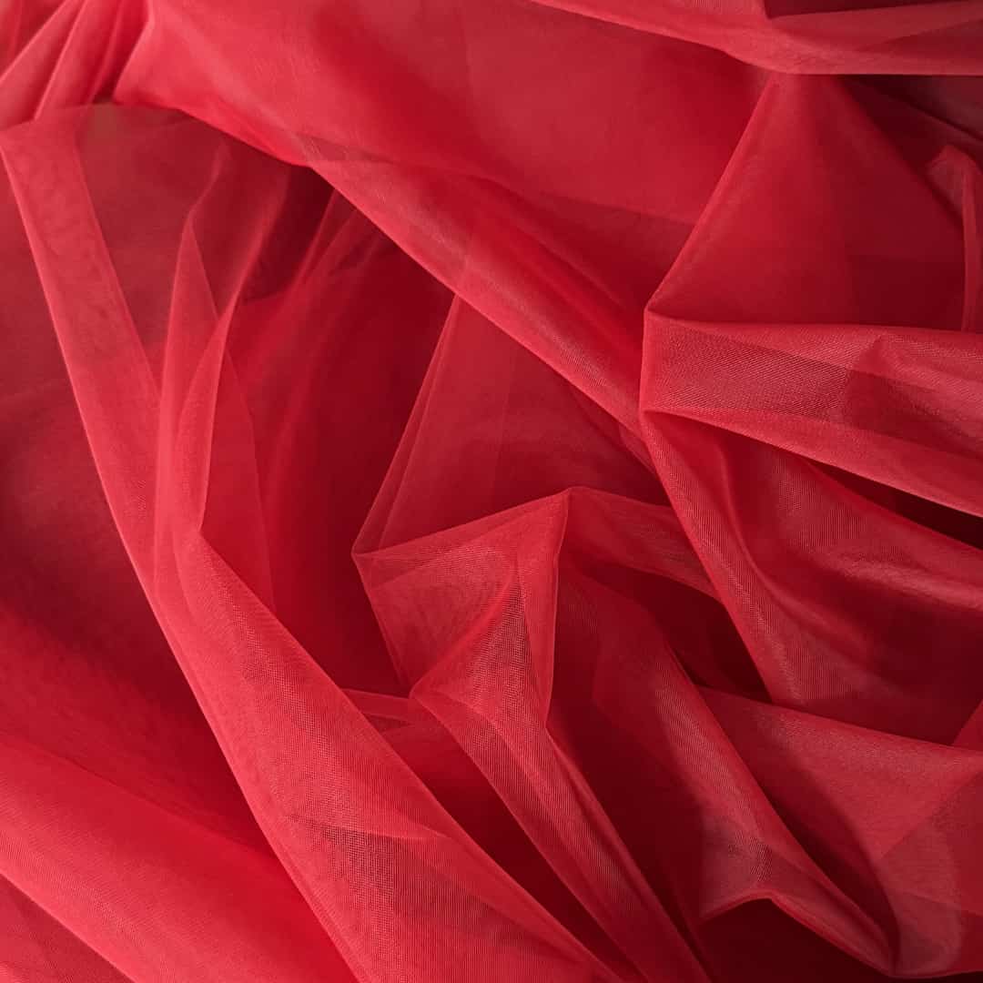 Roter Tüllstoff für Blumenmädchenkleid, 300 cm breit, für festliche Kleider nach Maß