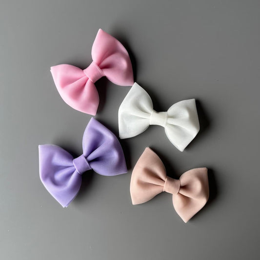 Tulle hair bows for girls in offwhite, pink, lilac and blush pink – handmade hair accessories for babies and toddlers