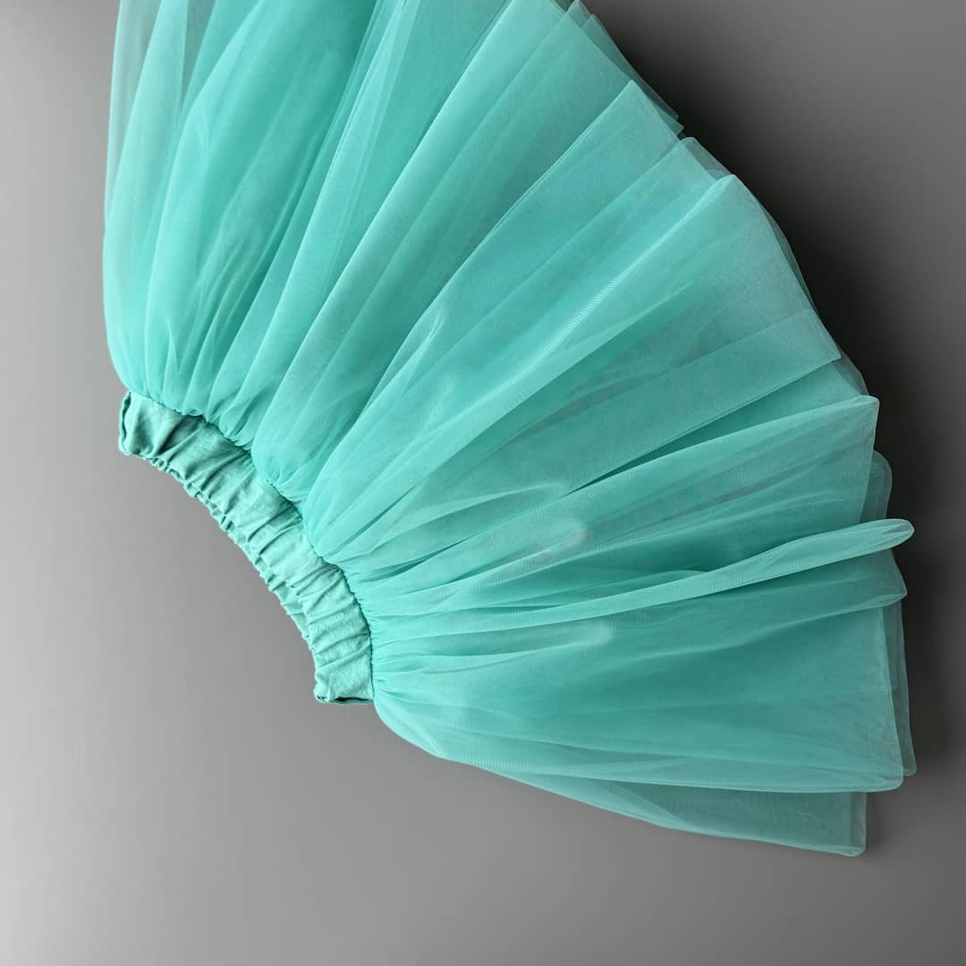 Turquoise tutu skirt for girls – handmade festive tulle skirt