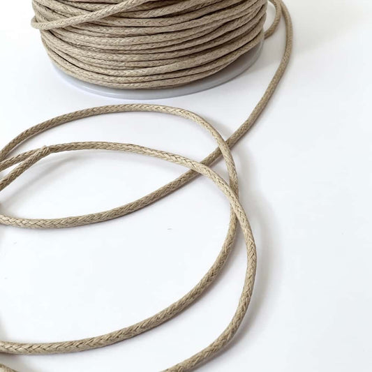 Gewachste Baumwollschnur 1,8 mm in Hellbeige